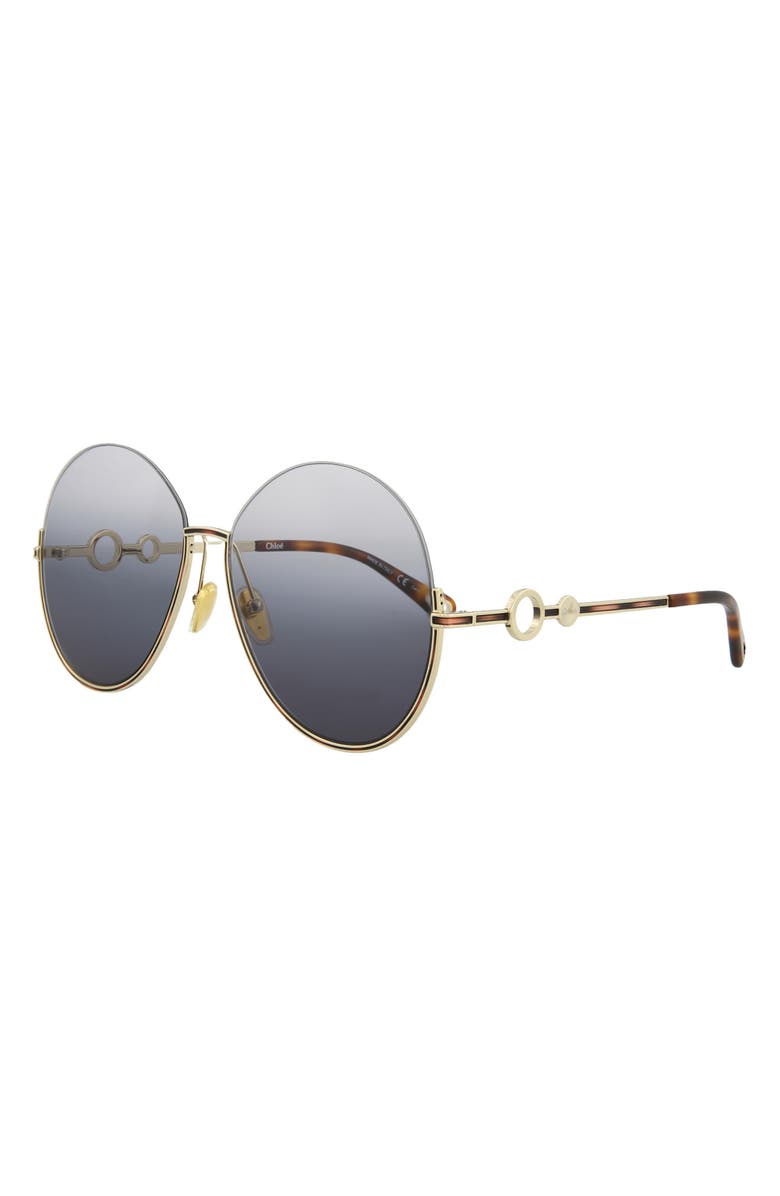 Chloé 61mm Oversized Sunglasses, Alternate, color, Gold Gold Blue