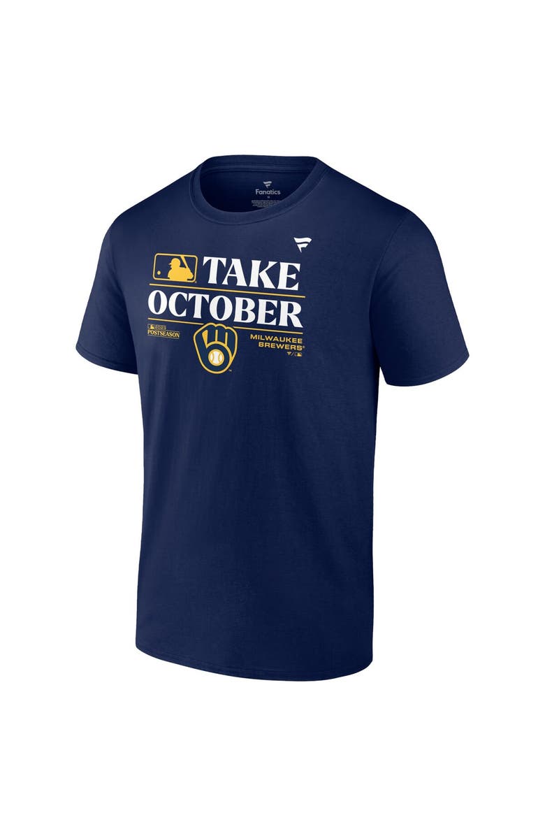 FANATICS Men's Fanatics Branded  Navy Milwaukee Brewers 2023 Postseason Locker Room T-Shirt, Alternate, color, 