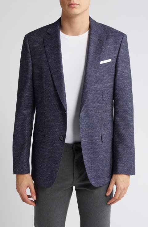 Hutson Slim Fit Navy Slub Wool Blend Sport Coat
