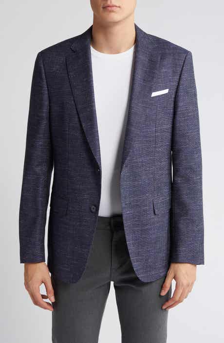BOSS Hutson Slim Fit Navy Slub Wool Blend Sport Coat