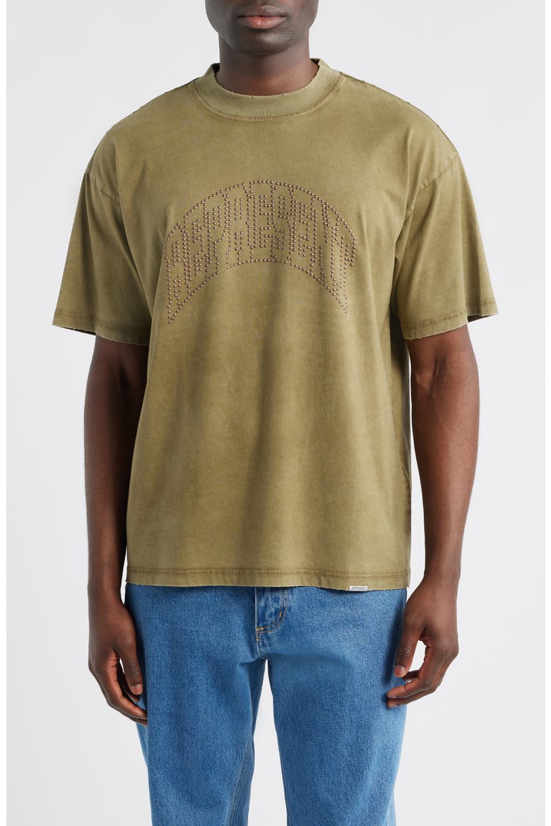 Embellished Stud Logo Cotton Graphic T-Shirt, Main, color, VINTAGE KHAKI