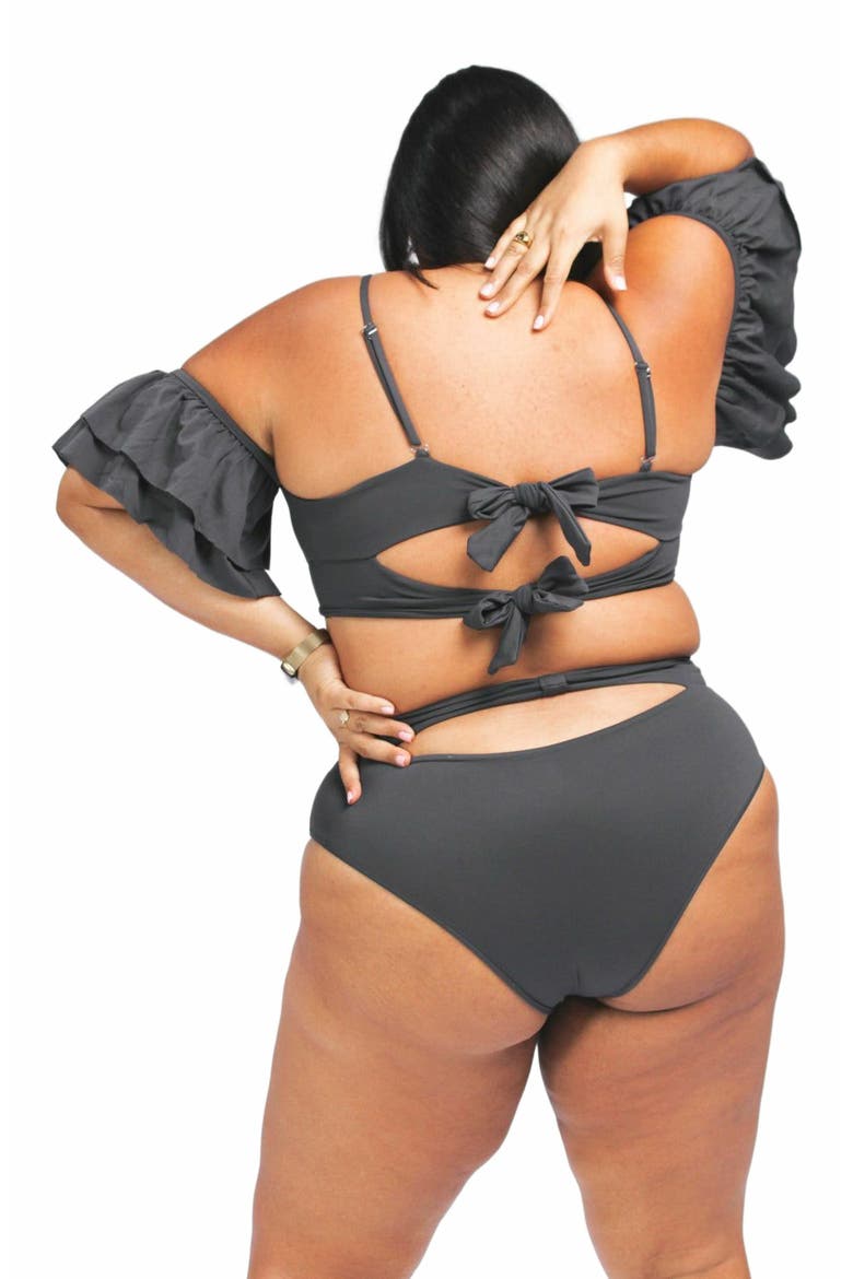 Ty Cutout Bikini Bottom, Alternate, color, Charcoal Grey