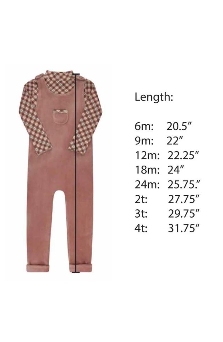 Ely
s 
Co. Velour Plaid Bear Collection - Overalls and Turtleneck, Alternate, color, Pink