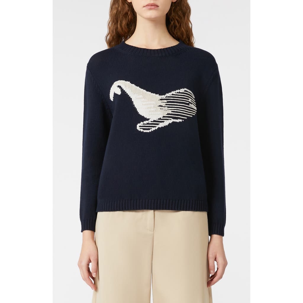 Weekend Max Mara Nespola Whale Embroidered Crewneck Sweater In Blue