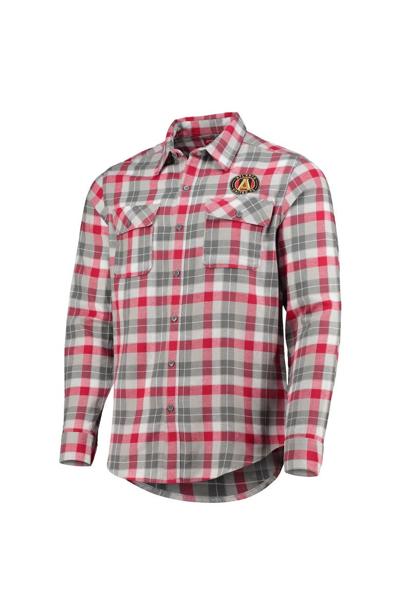 ANTIGUA Men's Antigua Red/Gray Atlanta United FC Ease Flannel Long Sleeve Button-Up Shirt, Alternate, color,