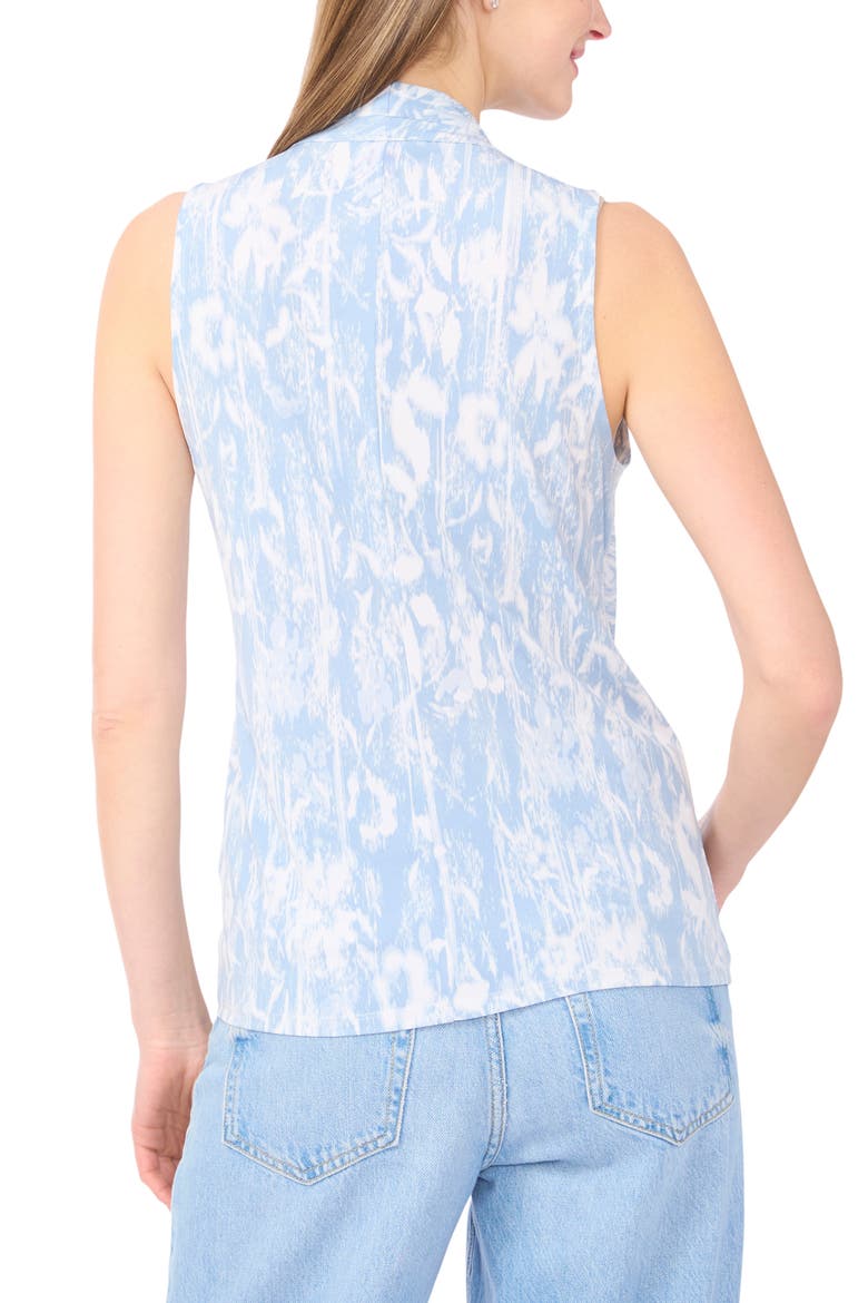 Print Crossover Wrap Sleeveless Knit Top, Alternate, color, LAKE BREEZE