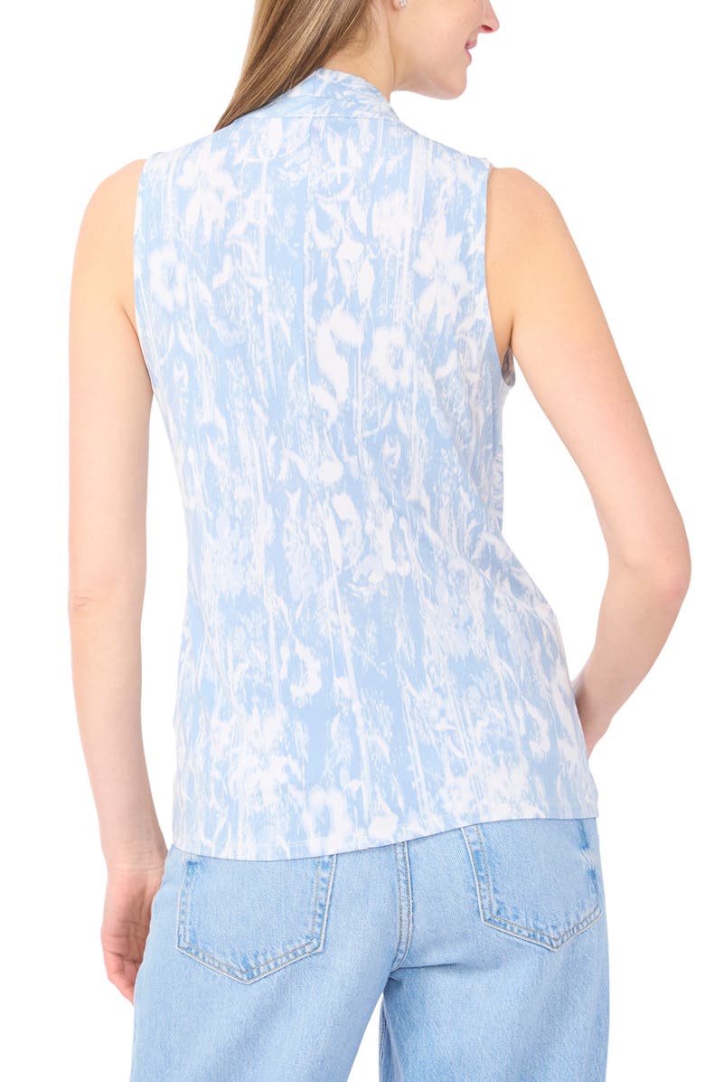 Vince Camuto Print Crossover Wrap Sleeveless Knit Top, Alternate, color, Lake Breeze