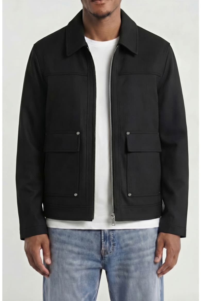 Faux Suede Jacket, Main, color, BLACK