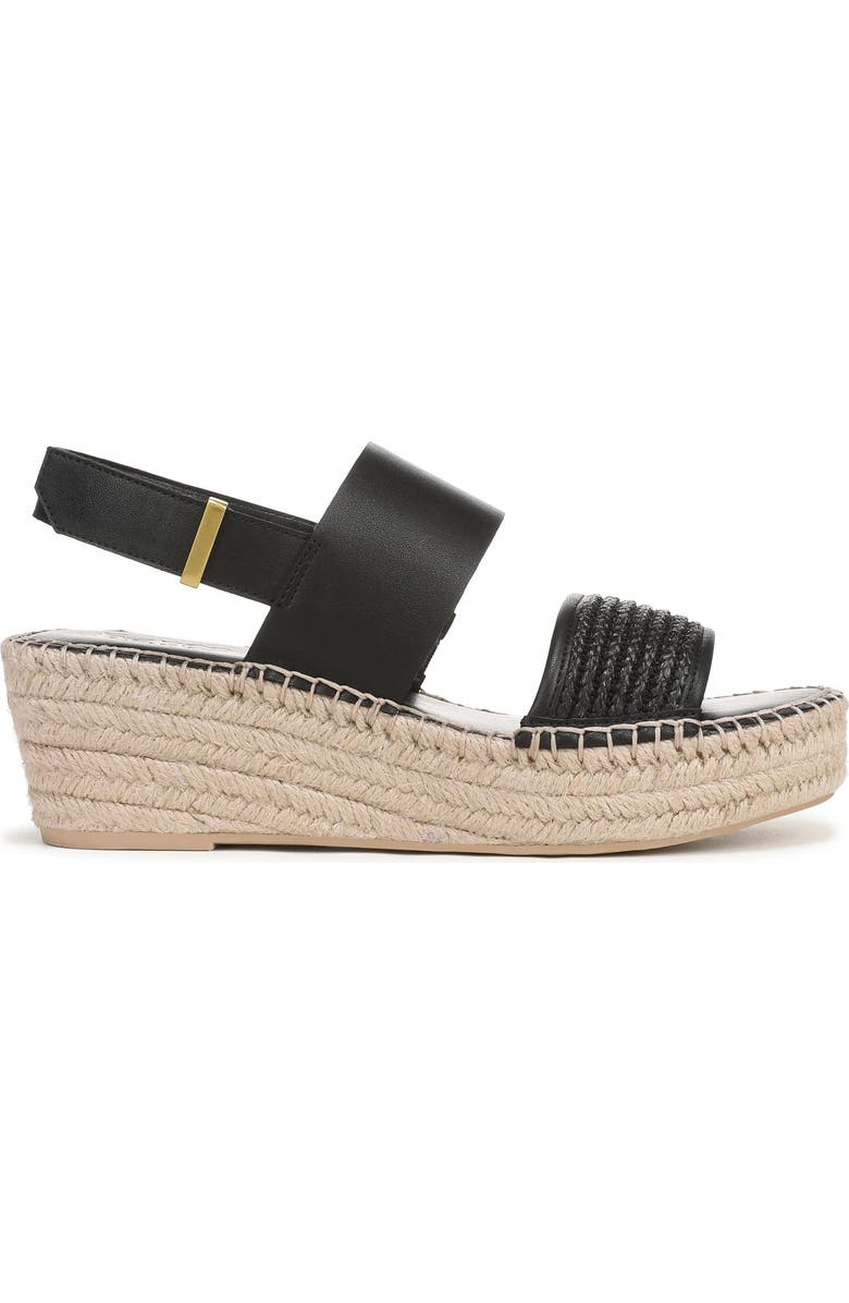 Franco Sarto Parry Wedge Sandal, Alternate, color, Black Faux Leather