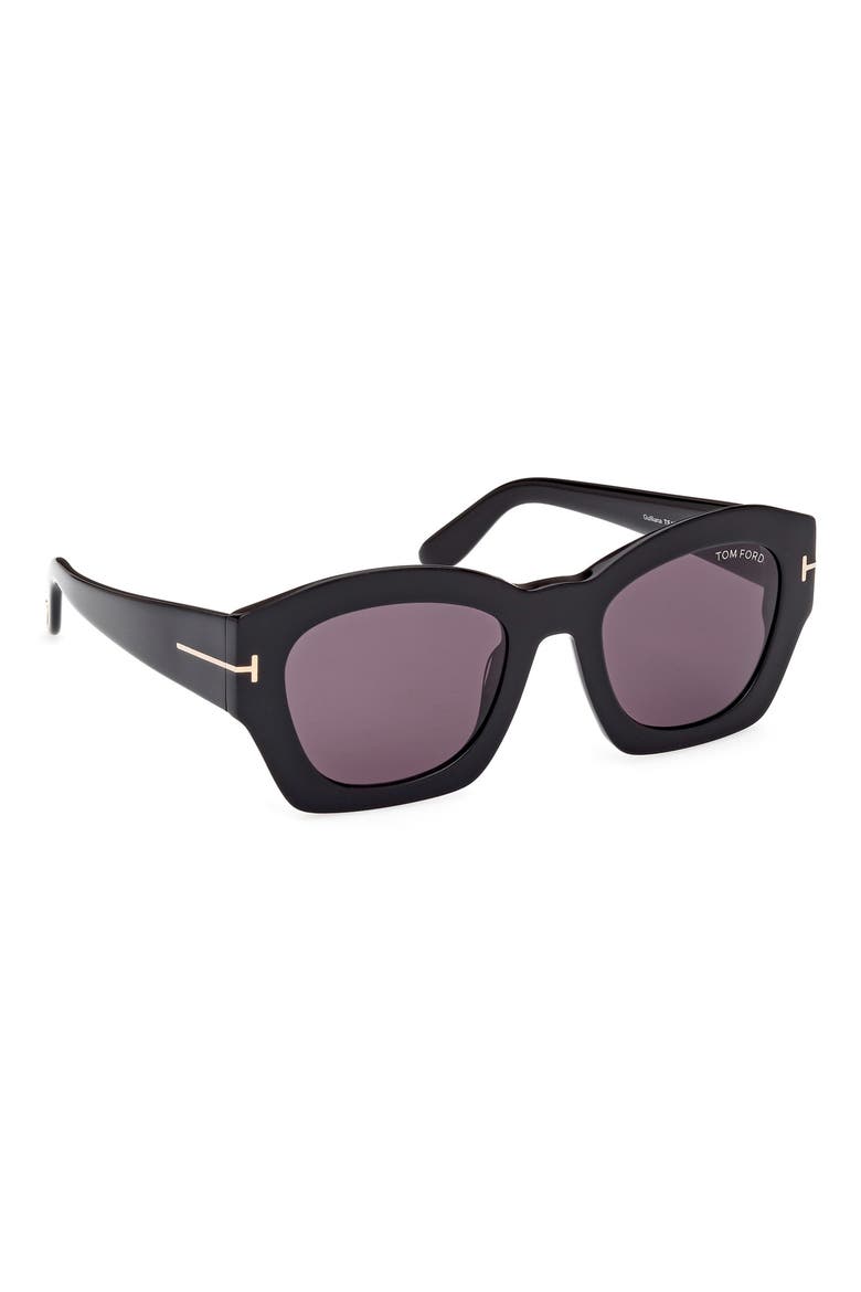 Guilliana 52mm Geometric Sunglasses, Alternate, color, SHINY BLACK / SMOKE