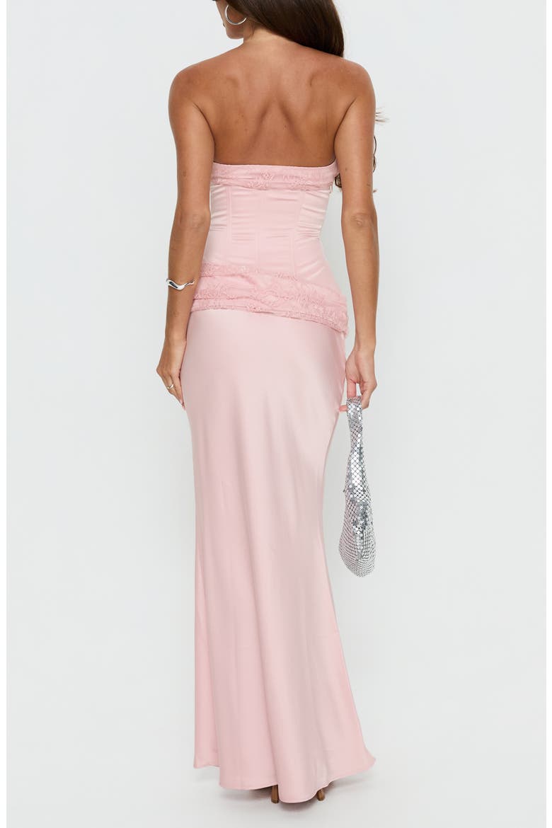 Sura Strapless Lace Detail Maxi Dress, Alternate, color, PINK