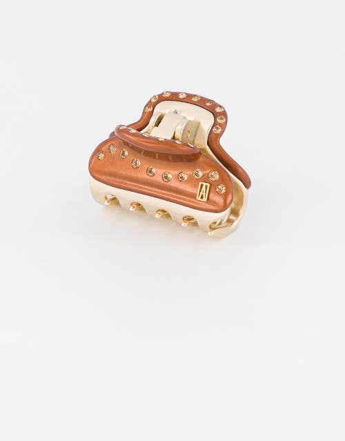 Alexandre De Paris Vendome Crystal Small Hair Clip In Brown