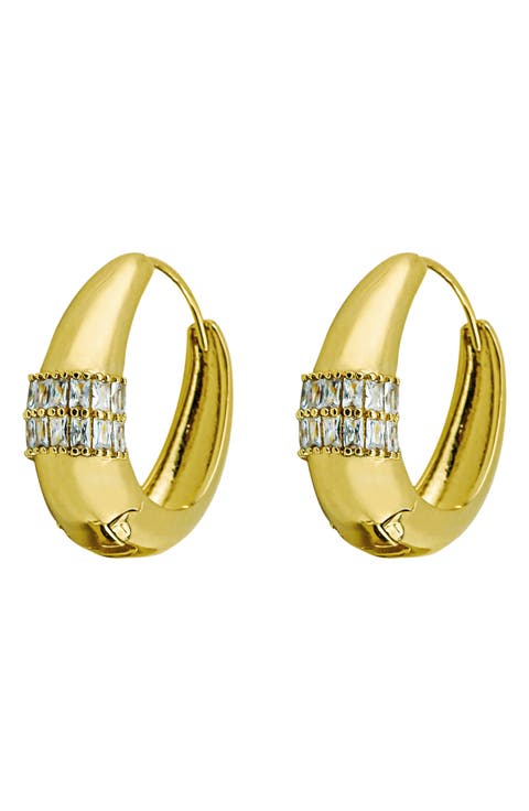 Crystal Line Hinge Hoop Earrings