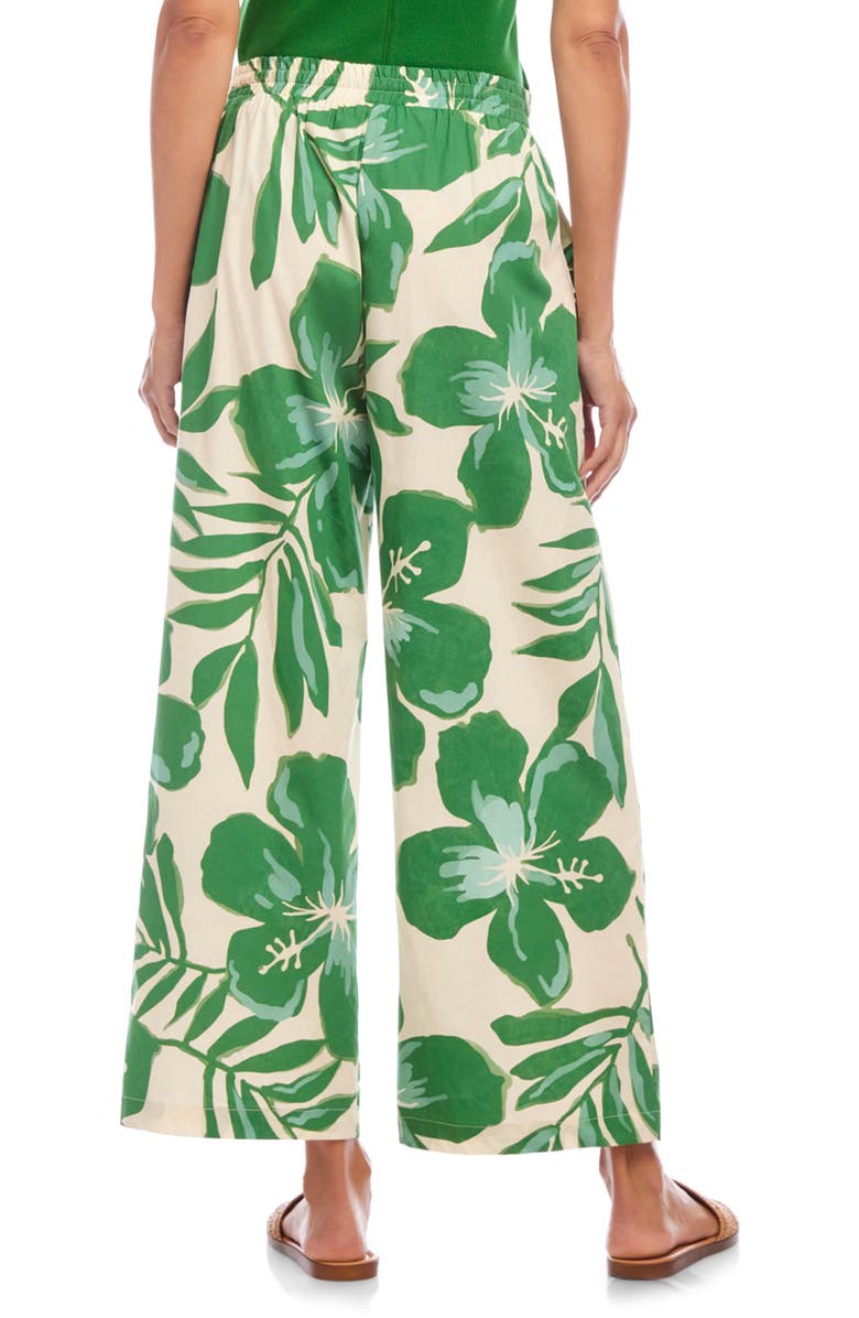 Karen Kane Floral Wide Leg Cotton Drawstring Pants, Alternate, color, Green Floral Print