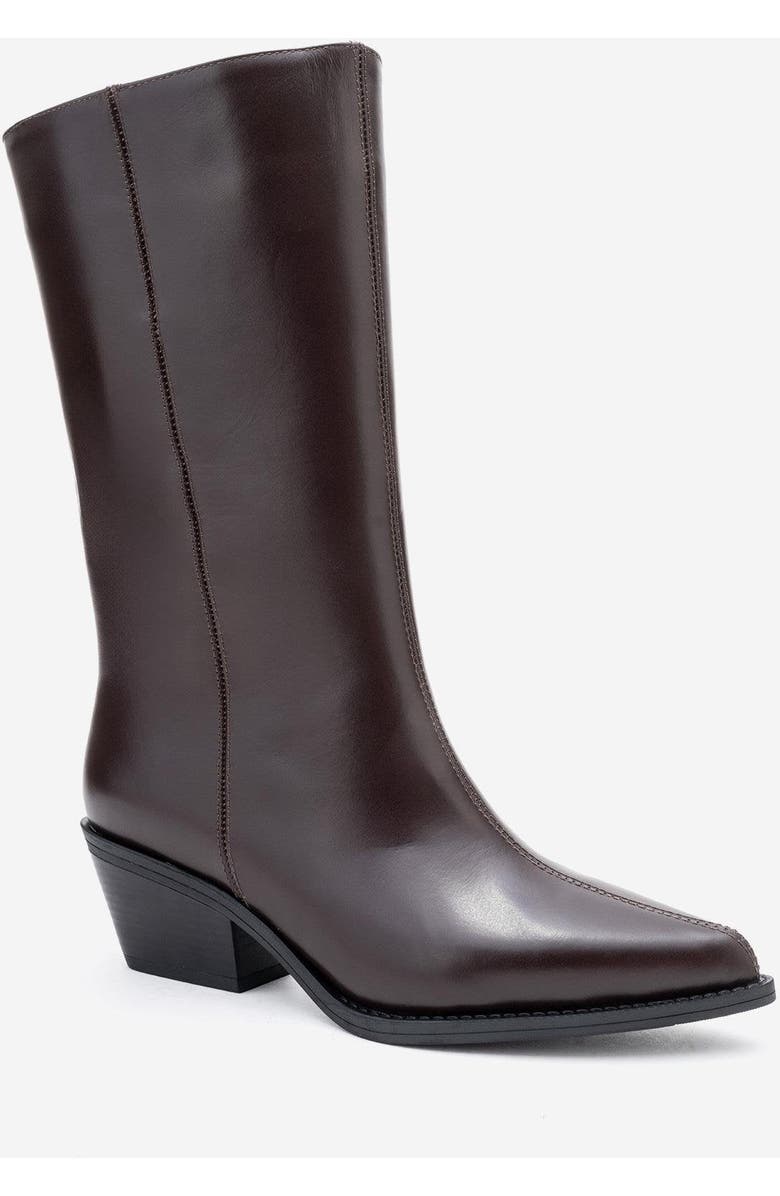 Forever & Always Shoes Juana Leather Pointed Toe Boot, Main, color, Brown Leather