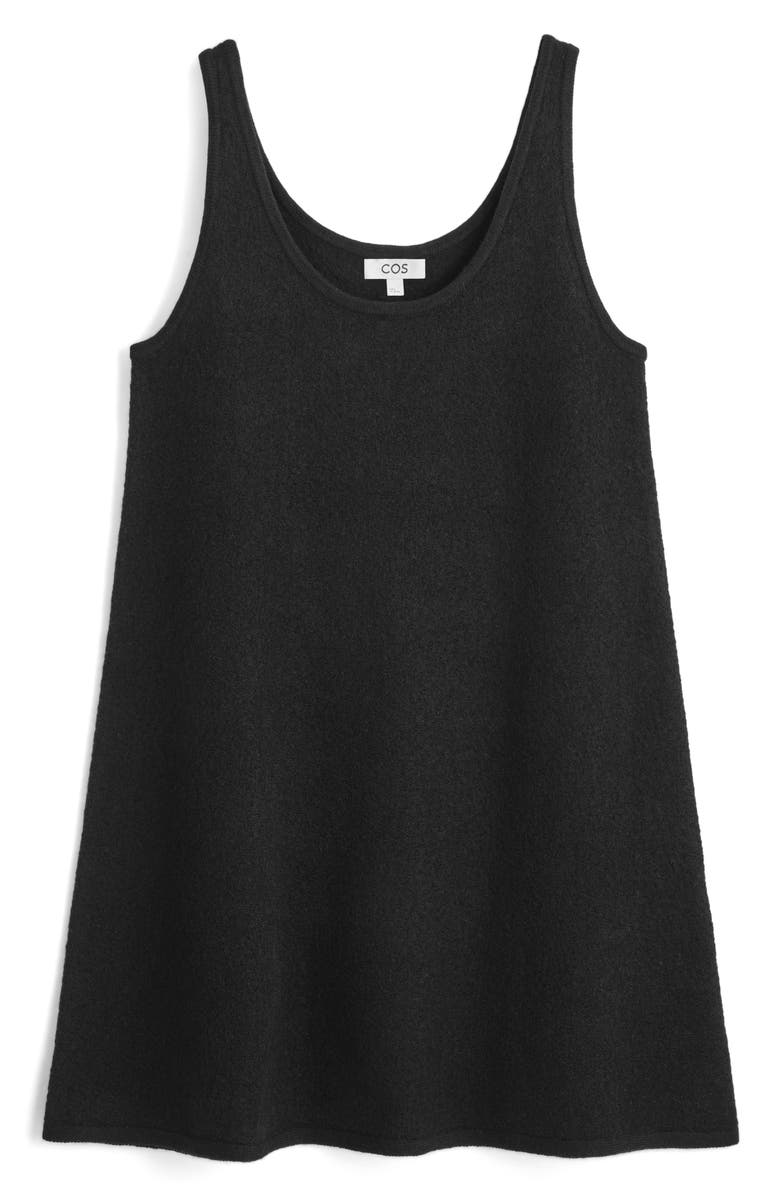 COS Boiled Merino Wool A-Line Dress, Alternate, color, Black Dark