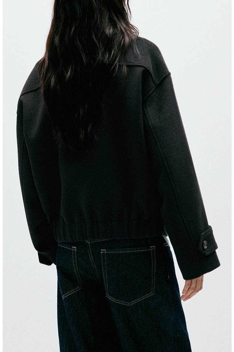 High Neck Zip Jacket, Alternate, color, BLACK