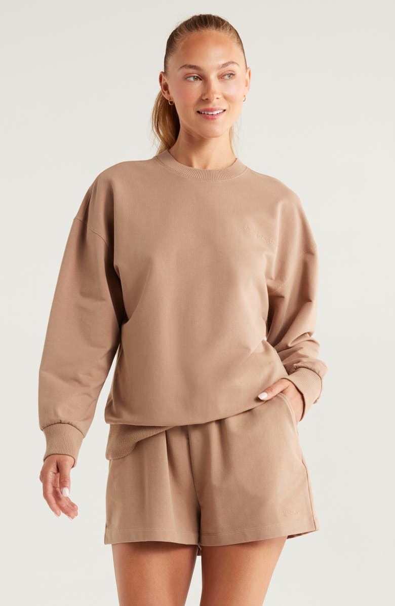 Recess Pickleball x Zella Courtside Oversize Sweatshirt, Main, color, Tan Portabella