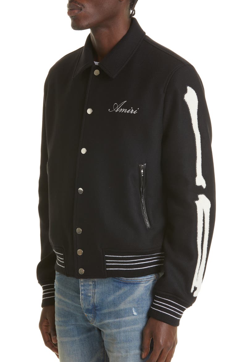 Bones Wool Varsity Jacket, Alternate, color, BLACK