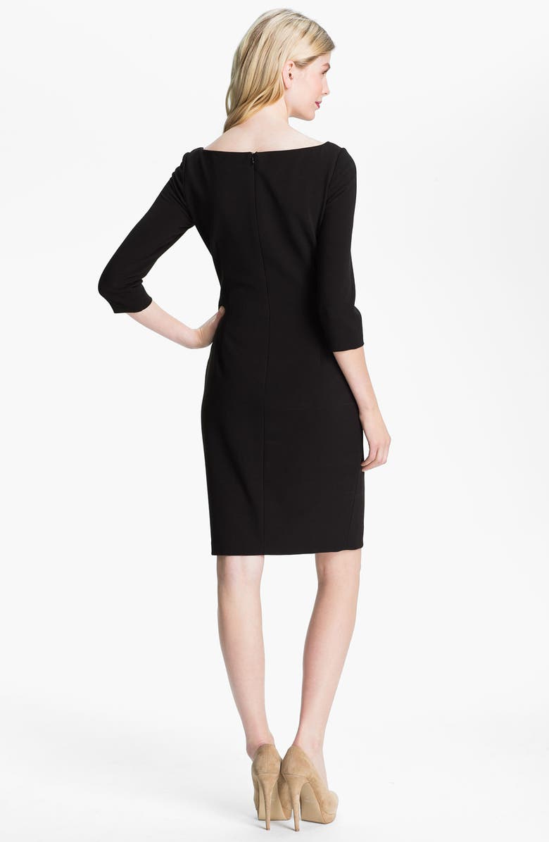 David Meister Side Pleat Woven Sheath Dress, Alternate, color, 