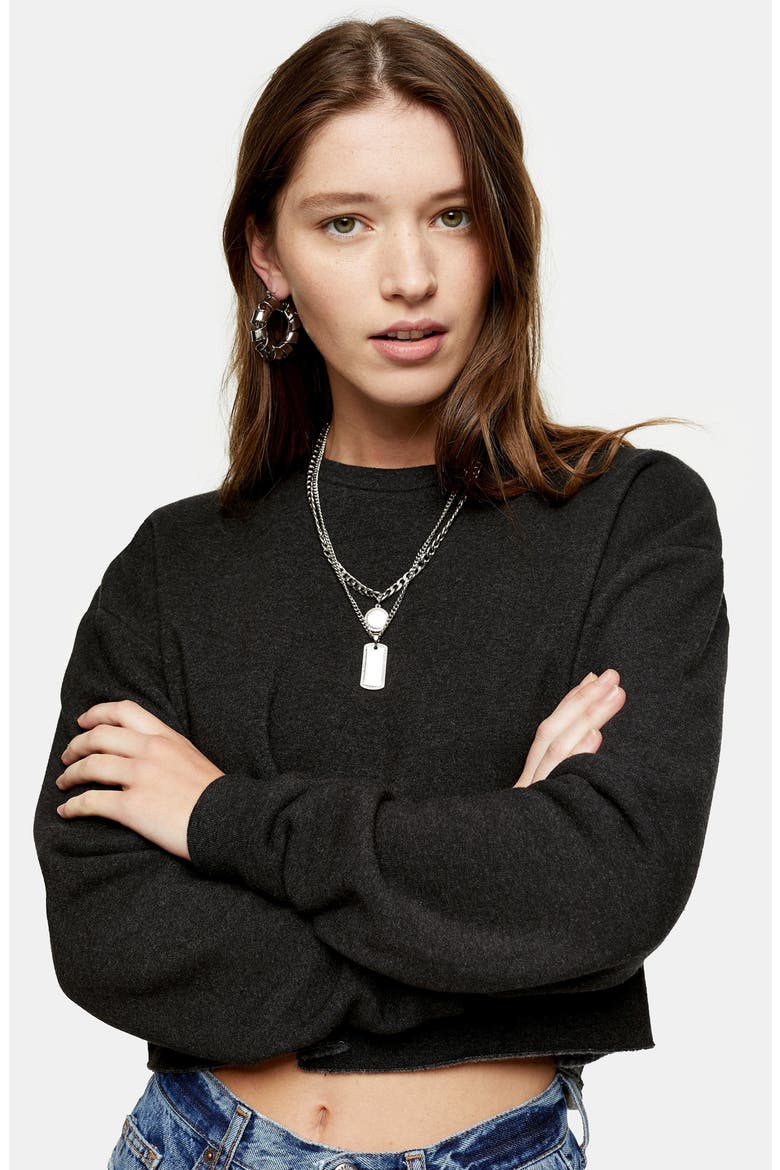 Soft Crop Sweatshirt, Alternate, color, BLACK