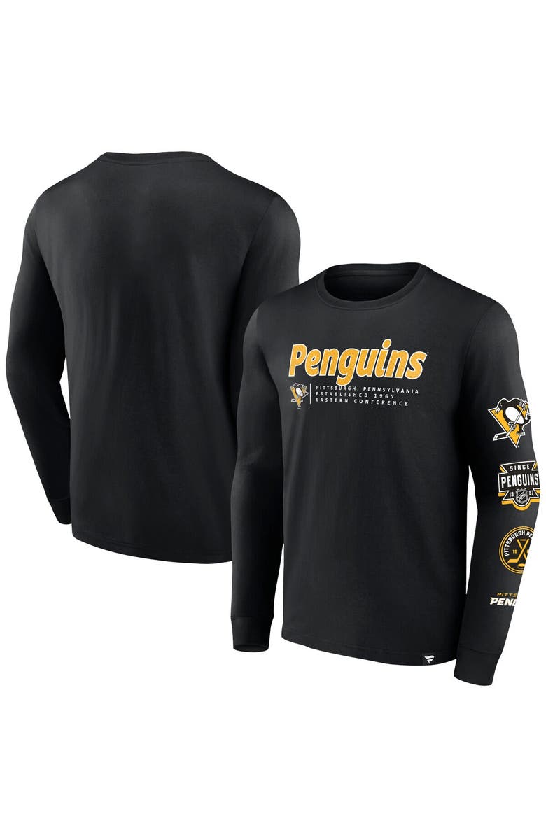 FANATICS Men's Fanatics Branded Black Pittsburgh Penguins Strike the Goal Long Sleeve T-Shirt, Alternate, color, Black