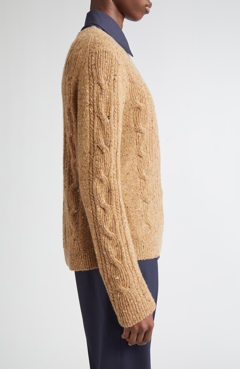 Lafayette 148 New York Cashmere Donegal Cable Sweater, Alternate, color, Cammello Multi