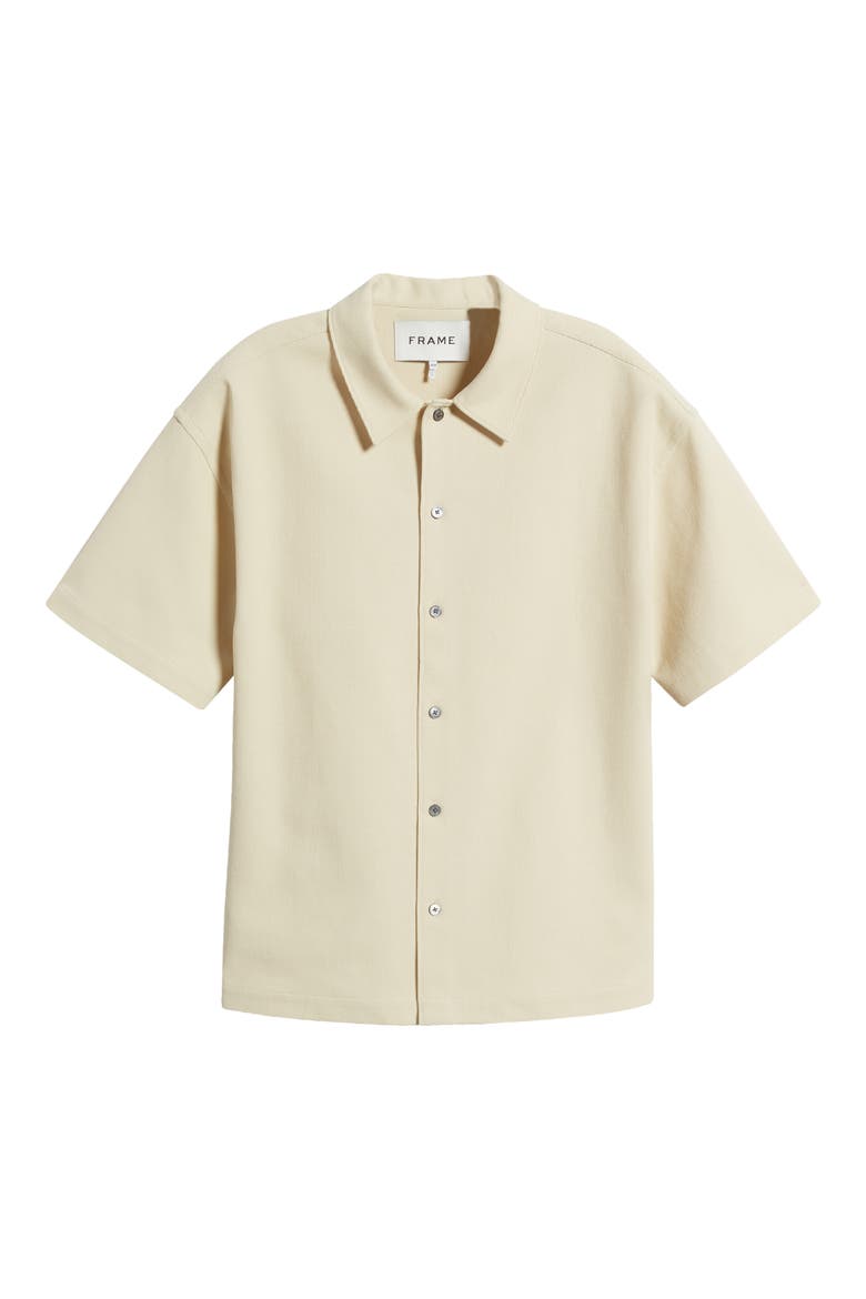Textured Short Sleeve Button-Up Shirt, Alternate, color, BEIGE