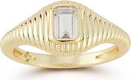 SPHERA MILANO Emerald Cut Cubic Zirconia Ribbed Ring