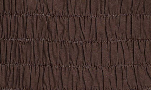 Wayf Matilda Smocked Peplum Top In Brown