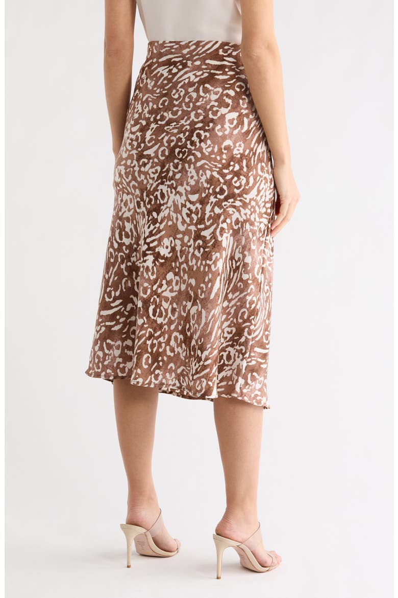 Animal Print Satin Midi Skirt, Alternate, color, CHOCOLATE