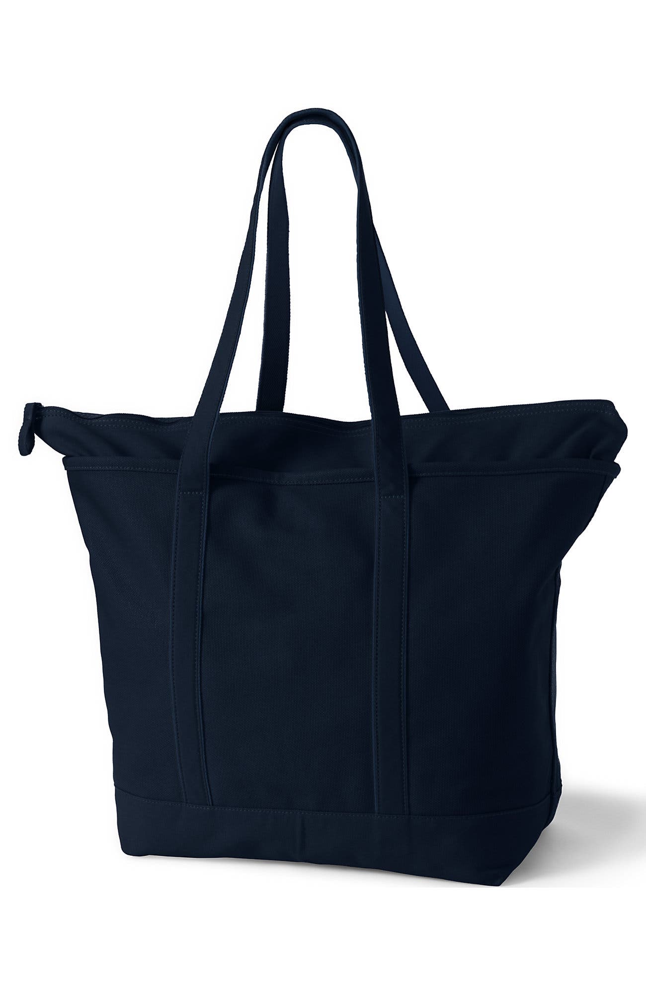 Zip Top Long Handle Canvas Tote Bag, Alternate, color, Radiant Navy
