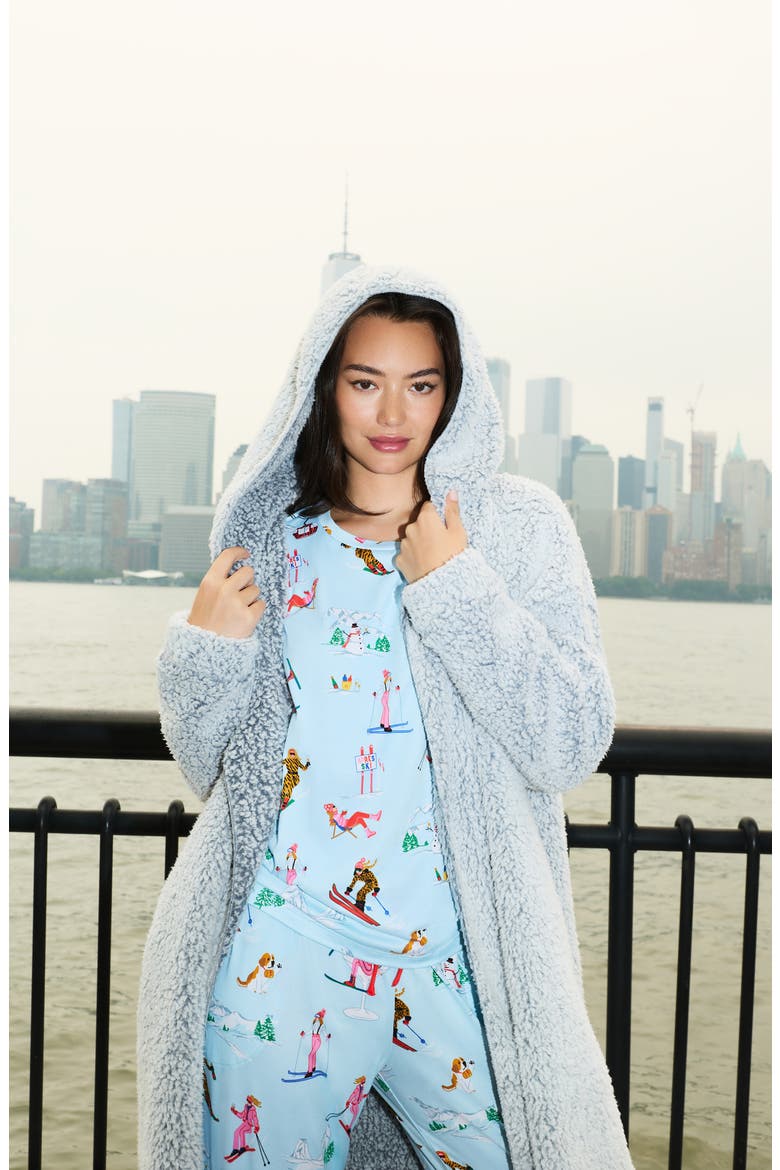Duvet Hooded High Pile Fleece Coat, Alternate, color, GREY