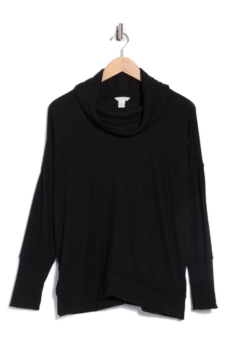 Caslon<sup>®</sup> Cowl Neck Long Sleeve Tunic Top, Alternate, color, Black