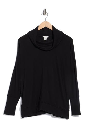 Caslon ® Cowl Neck Long Sleeve Tunic Top In Black