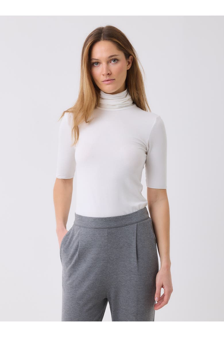 Soft Touch Elbow Sleeve Turtleneck, Main, color, BLANC
