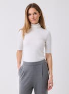 Majestic Filatures Soft Touch Elbow Sleeve Turtleneck