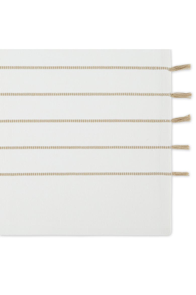 White/Stone Stripe Tassel Placemat Set/4, Alternate, color, White/Stone