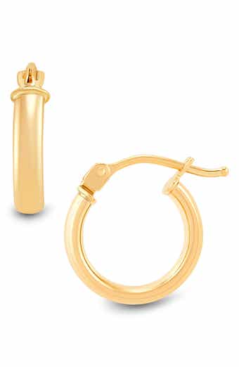 Frankie & Zoe 14K Yellow Gold Tube Huggie Hoop Earrings