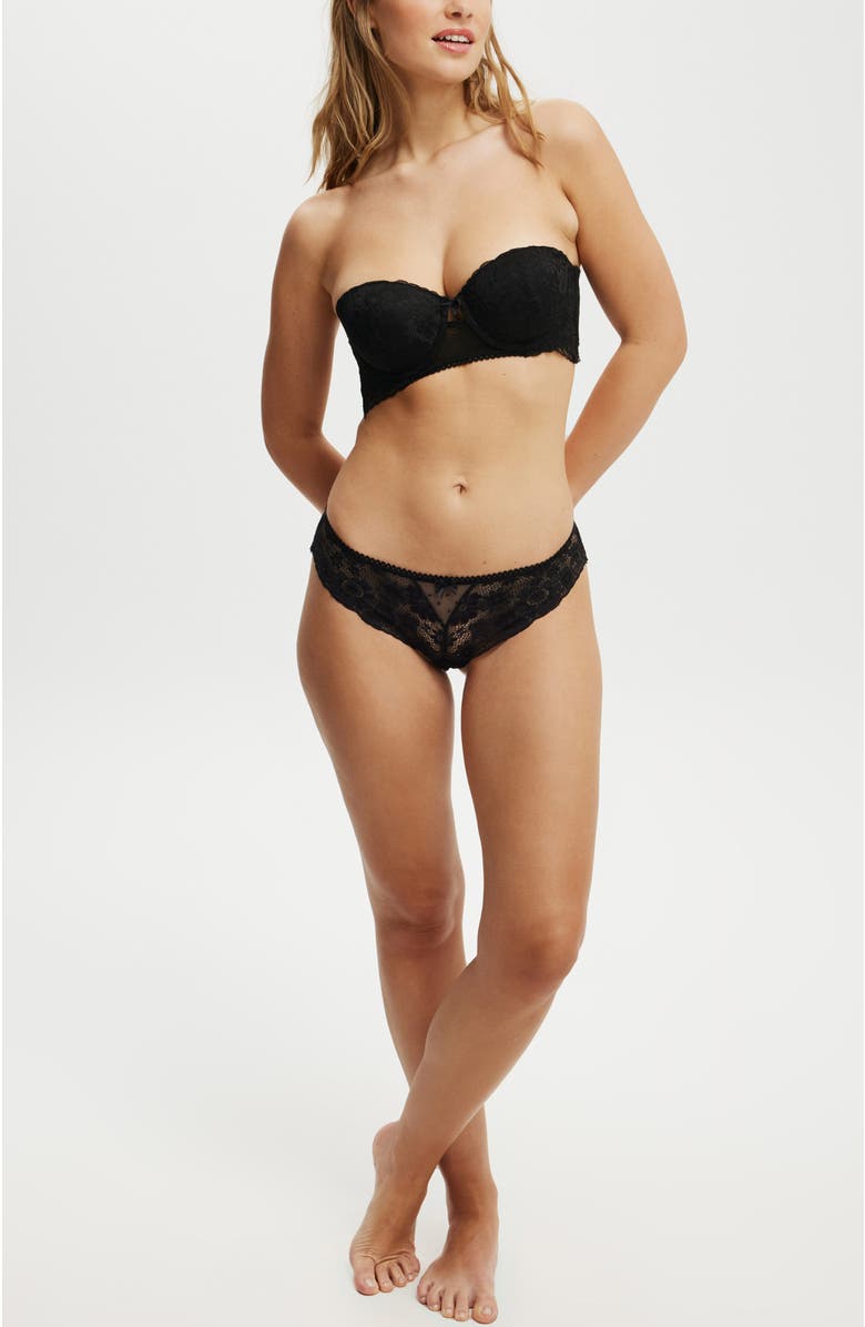 COTTON ON BODY Women's Holly Lace Strapless Push Up2 Bra, Alternate, color, Black