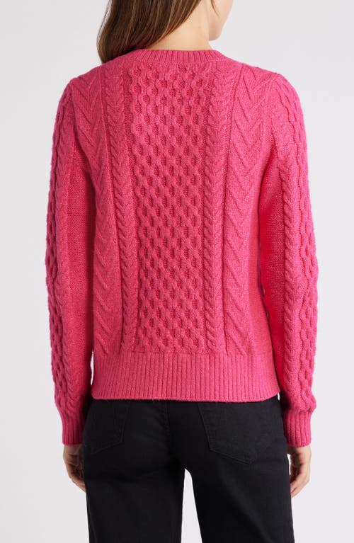 Caslon ® Cable Stitch Crewneck Sweater In Pink
