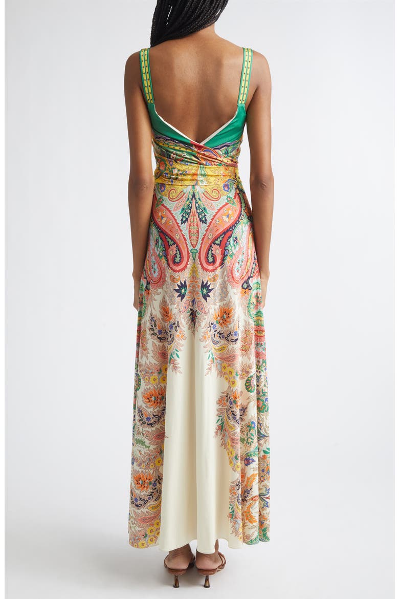 Paisley Print Stretch Maxi Sundress, Alternate, color, PRINT ON WHITE BASE