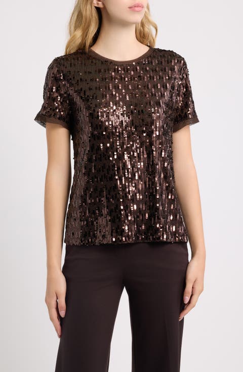 Sequin Short Sleeve Top