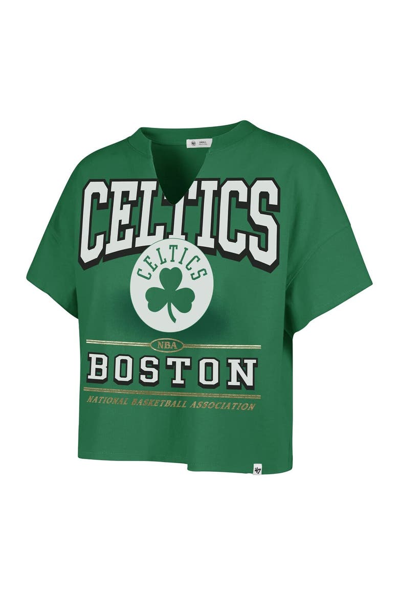 Women's '47 Kelly Green Boston Celtics Elation Oversized Notch Neck T-Shirt, Alternate, color, Kelly Green