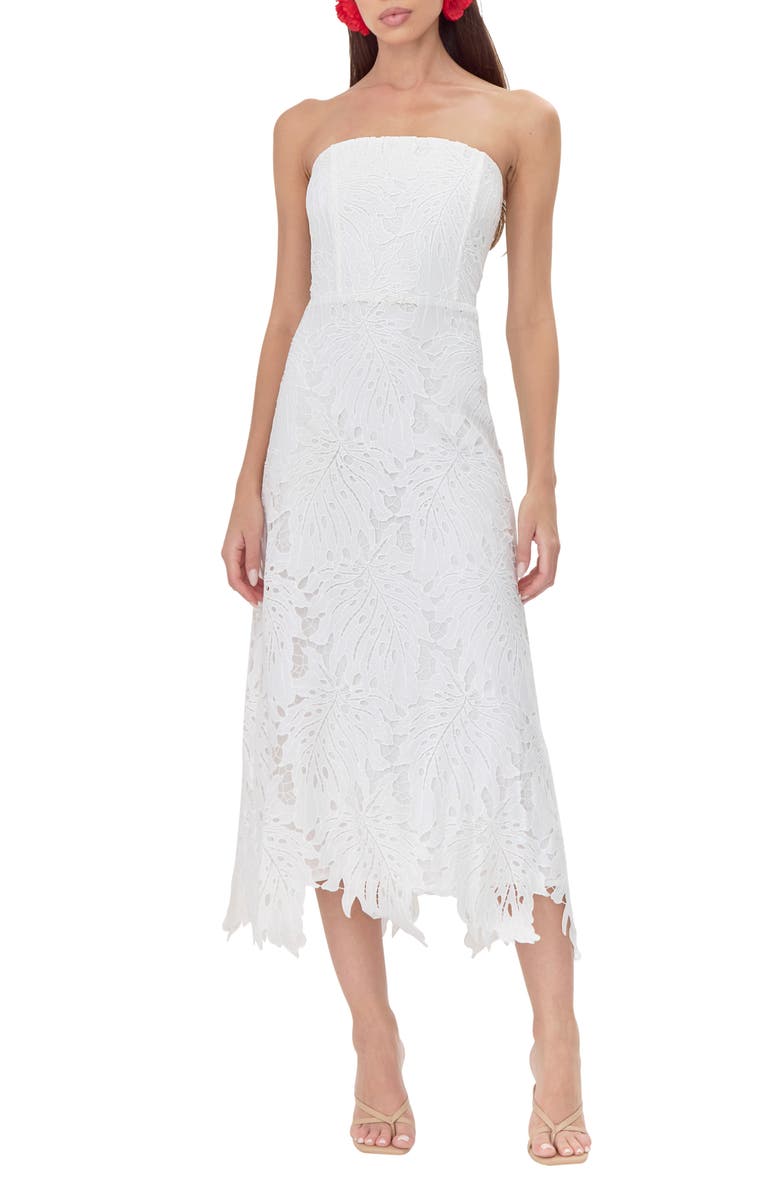 Adelyn Rae Jessika 3D Lace Strapless Midi Dress, Main, color, 