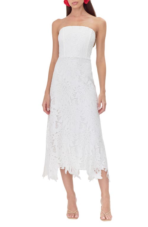 Shop Adelyn Rae Jessika 3d Lace Strapless Midi Dress In White