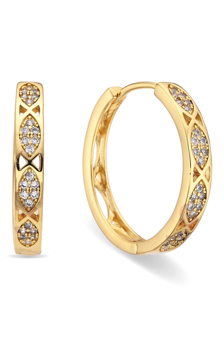 Aveline Set of 3 Cubic Zirconia Huggie Hoop Earrings, Alternate, color, GOLD