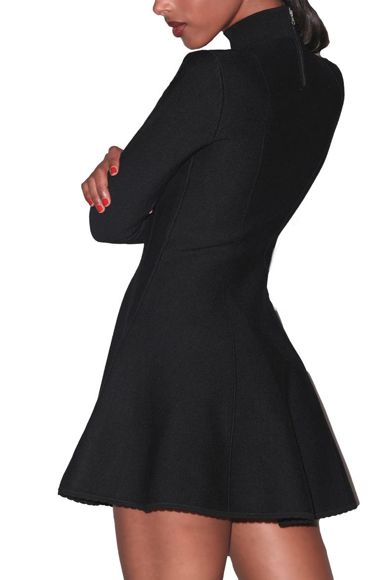 Knit Long Sleeve Corset Dress, Alternate, color, BLACK