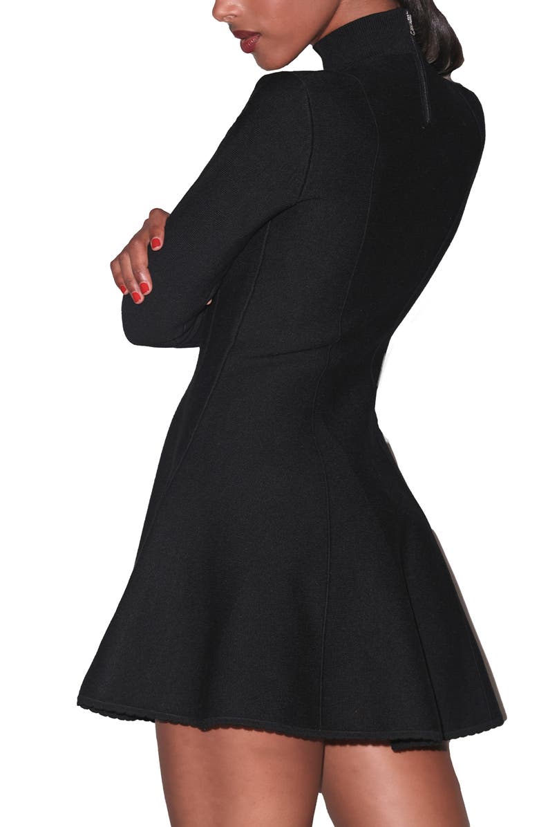 Fleur Du Mal Knit Long Sleeve Corset Dress, Alternate, color, Black