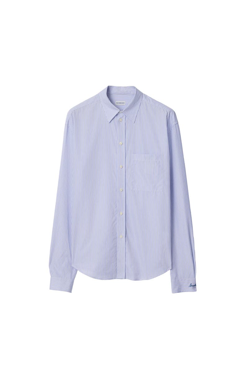 Burberry Regular Fit Striped Cotton Poplin Shirt, Alternate, color, Rain White/Brilliant Blue